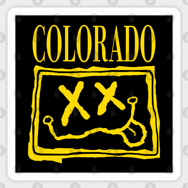 Grunge Heads Colorado Happy Smiling 90's style Grunge Face X eyes Sticker by PelagiosCorner
